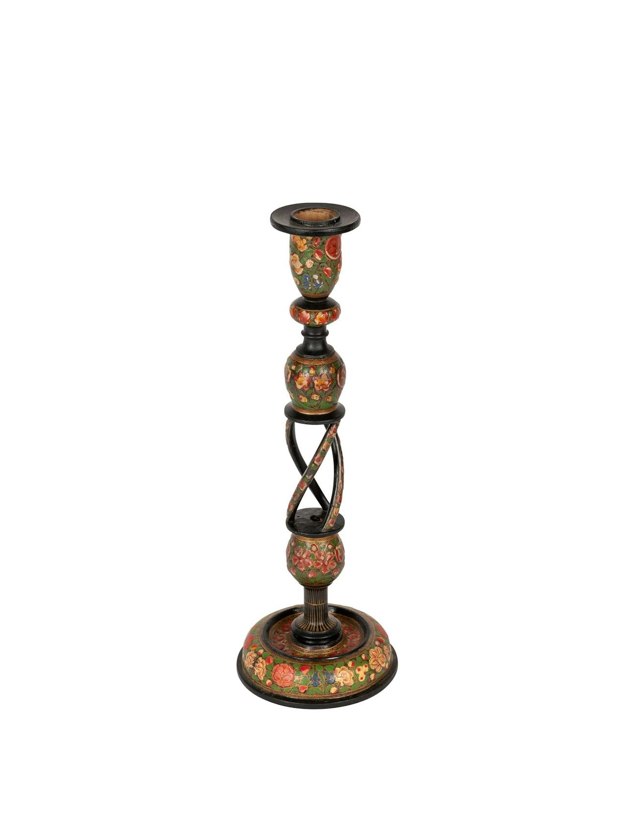 Kashmiri hand-painted candlestick