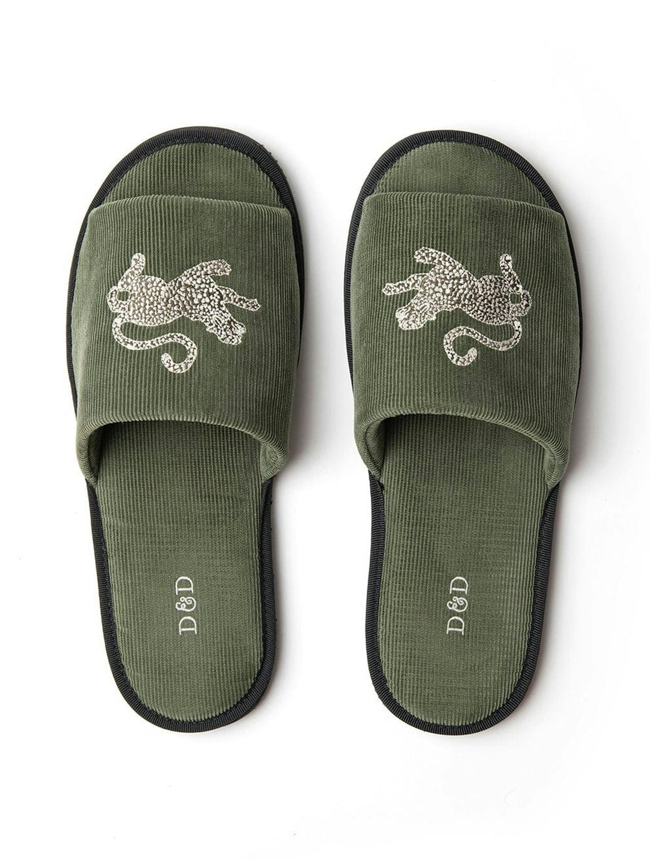 Men’s jag print corduroy slides Men’s Corduroy Slides Desmond & Dempsey    - Collagerie