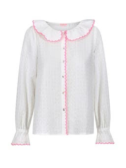 De beauvoir blouse barley twist white cotton with barbilicious embroidery  Smock London    - Collagerie