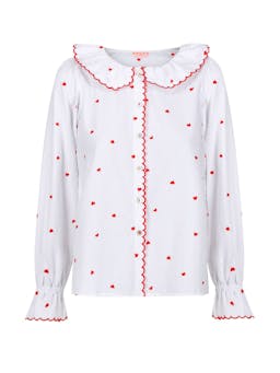 De beauvoir blouse love is in the air plumetti with big love embroidery  Smock London    - Collagerie