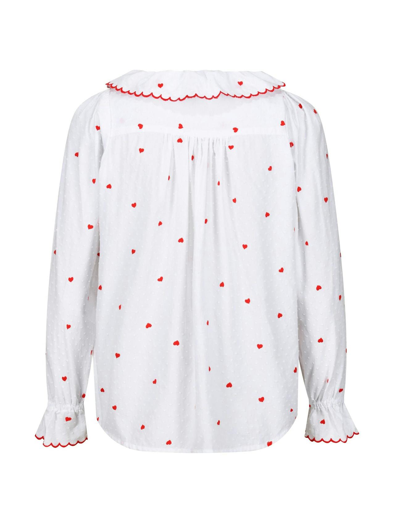 De beauvoir blouse love is in the air plumetti with big love embroidery  Smock London    - Collagerie