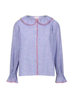 De Beauvoir blouse sunset at sea stripe with lollipop embroidery  Smock London    - Collagerie