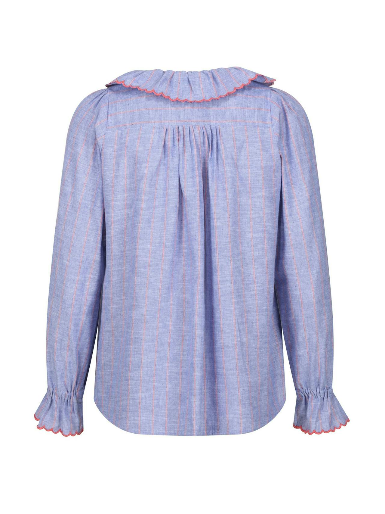 De Beauvoir blouse sunset at sea stripe with lollipop embroidery  Smock London    - Collagerie