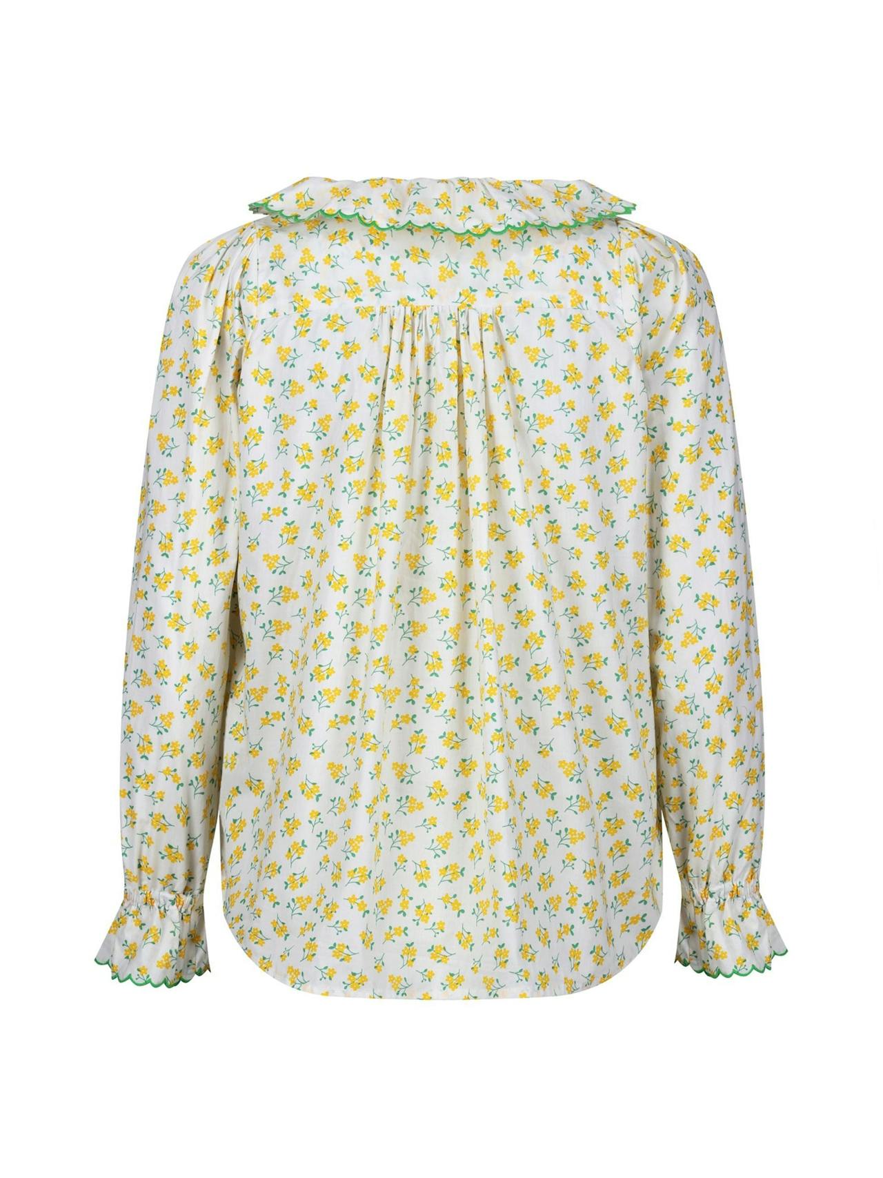 De beauvoir blouse yellow daisy with spring greens embroidery  Smock London    - Collagerie