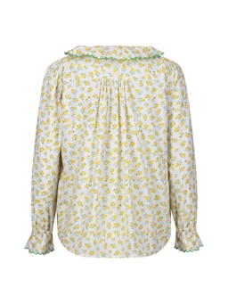 De beauvoir blouse yellow daisy with spring greens embroidery  Smock London    - Collagerie