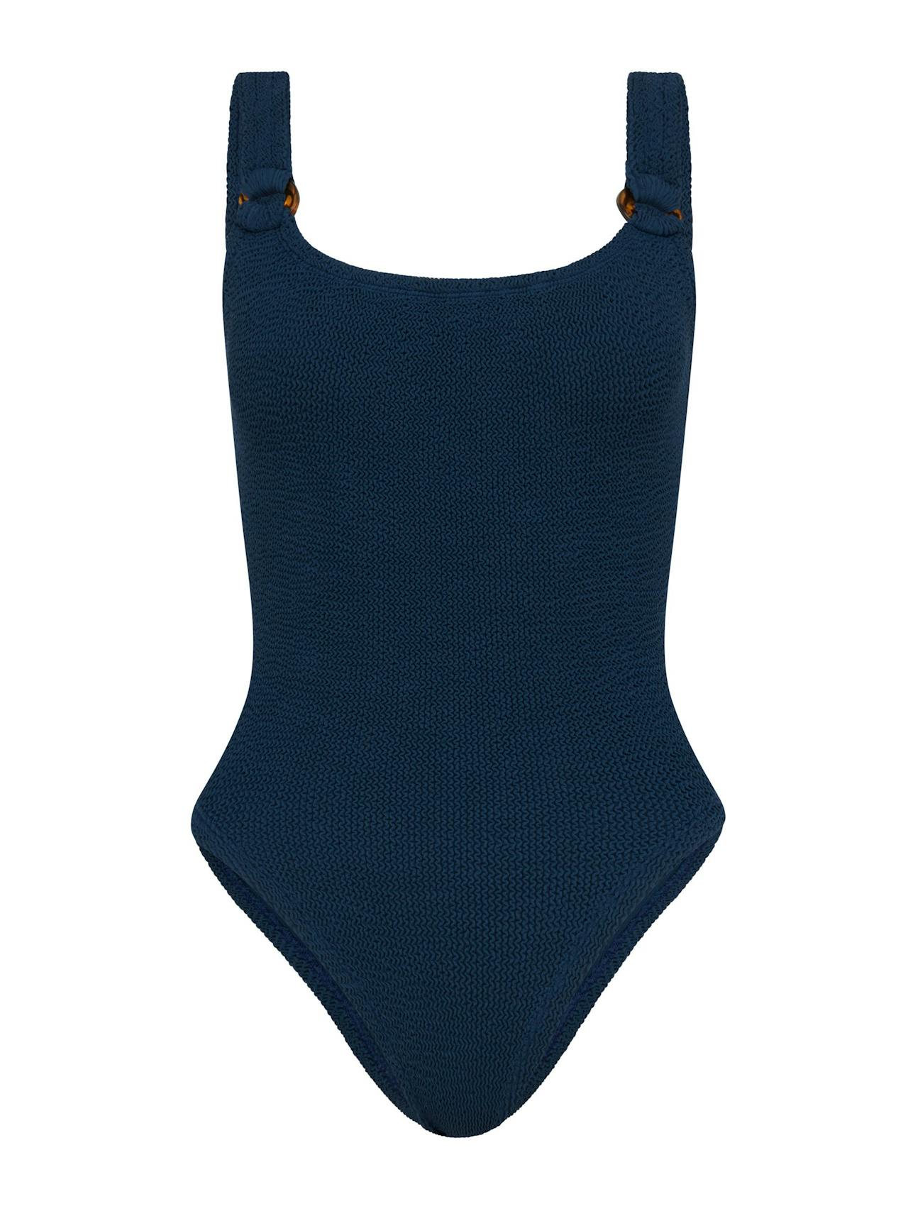 Navy domino swim with tonal hoops