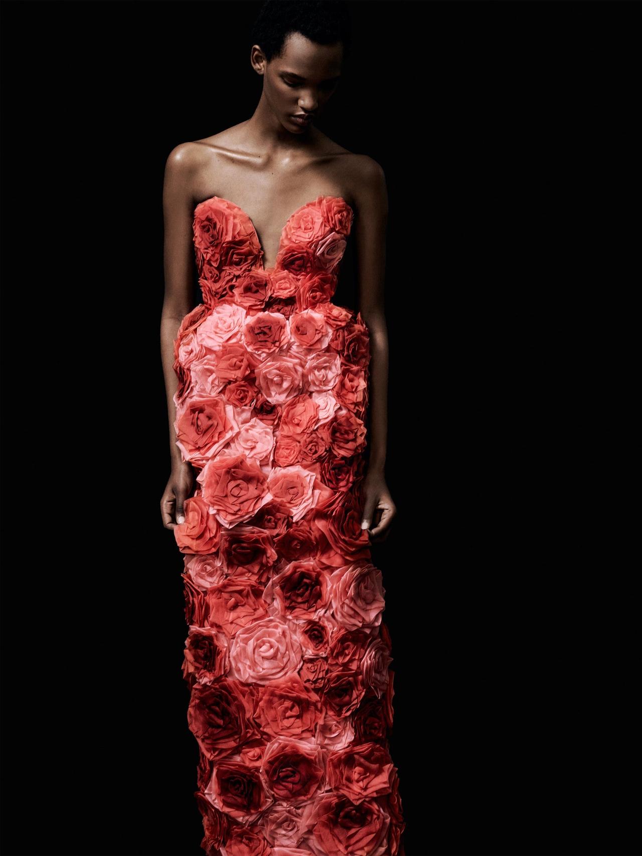 Strapless 3D roses gown PF24_F1G4_PSR Erdem    - Collagerie