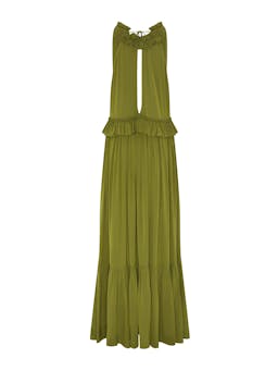 Alegra dress in crepe de chine avocado green DRESSES Evarae    - Collagerie