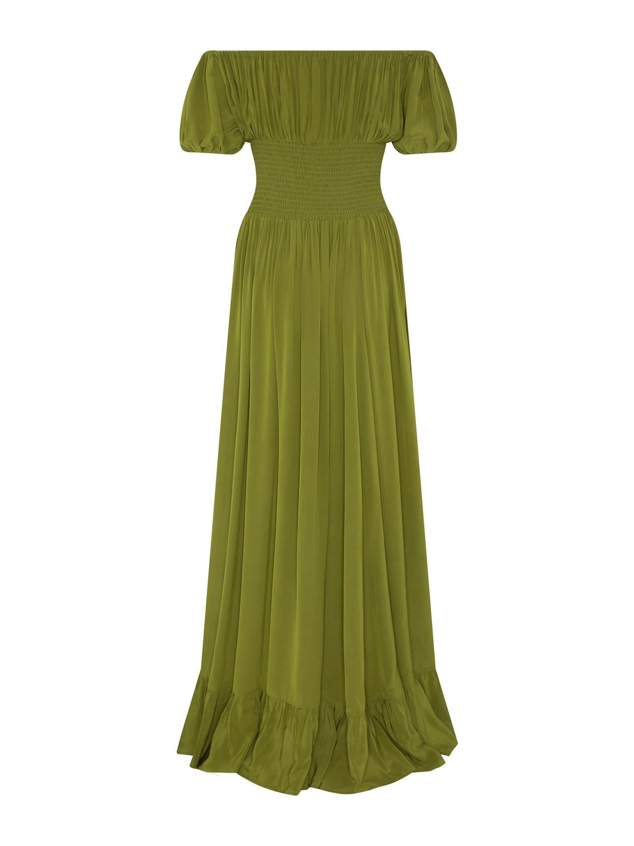 Hestia dress in crepe de chine avocado green DRESSES Evarae    - Collagerie