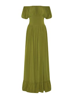 Hestia dress in crepe de chine avocado green DRESSES Evarae    - Collagerie