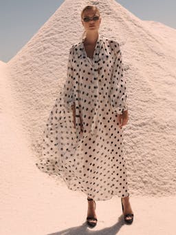 Lyra dress in crepe de chine black spot DRESSES Evarae    - Collagerie