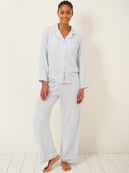 Blue stripe soft brushed woven pyjama top Ecovero Pyjama Shirt Stripe & Stare    - Collagerie