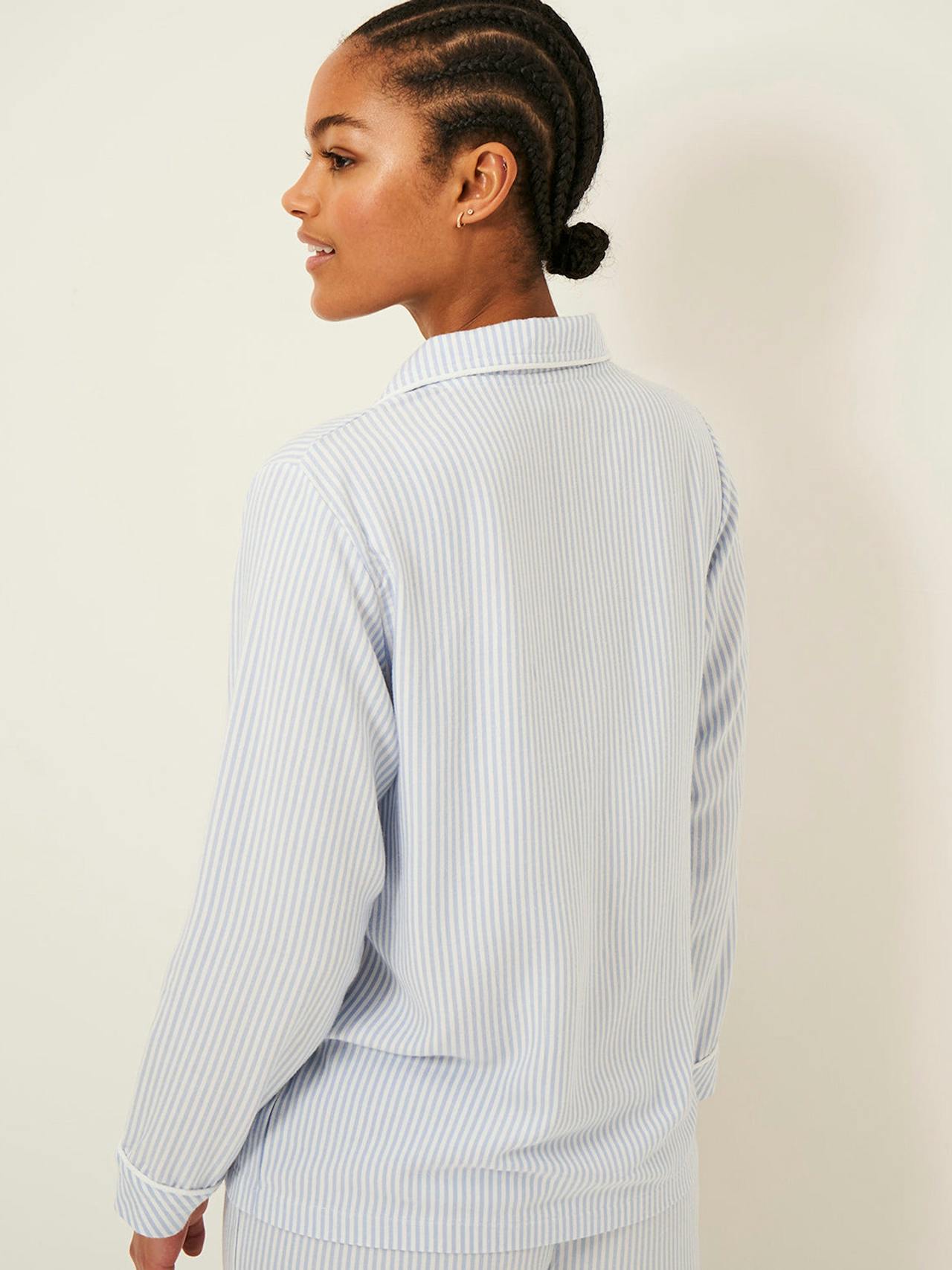 Blue stripe soft brushed woven pyjama top Ecovero Pyjama Shirt Stripe & Stare    - Collagerie