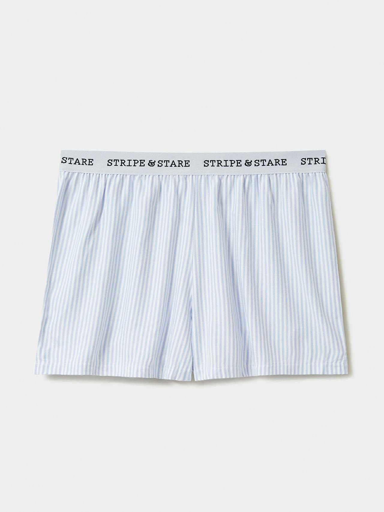 Blue stripe soft brushed woven pyjama shorts