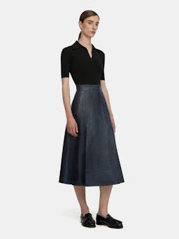 Dark navy leather Kensie skirt  Emilia Wickstead    - Collagerie