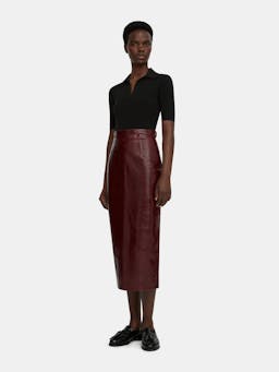 Oxblood leather Lorelei skirt  Emilia Wickstead    - Collagerie