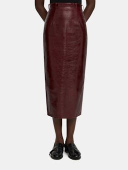 Oxblood leather Lorelei skirt  Emilia Wickstead    - Collagerie