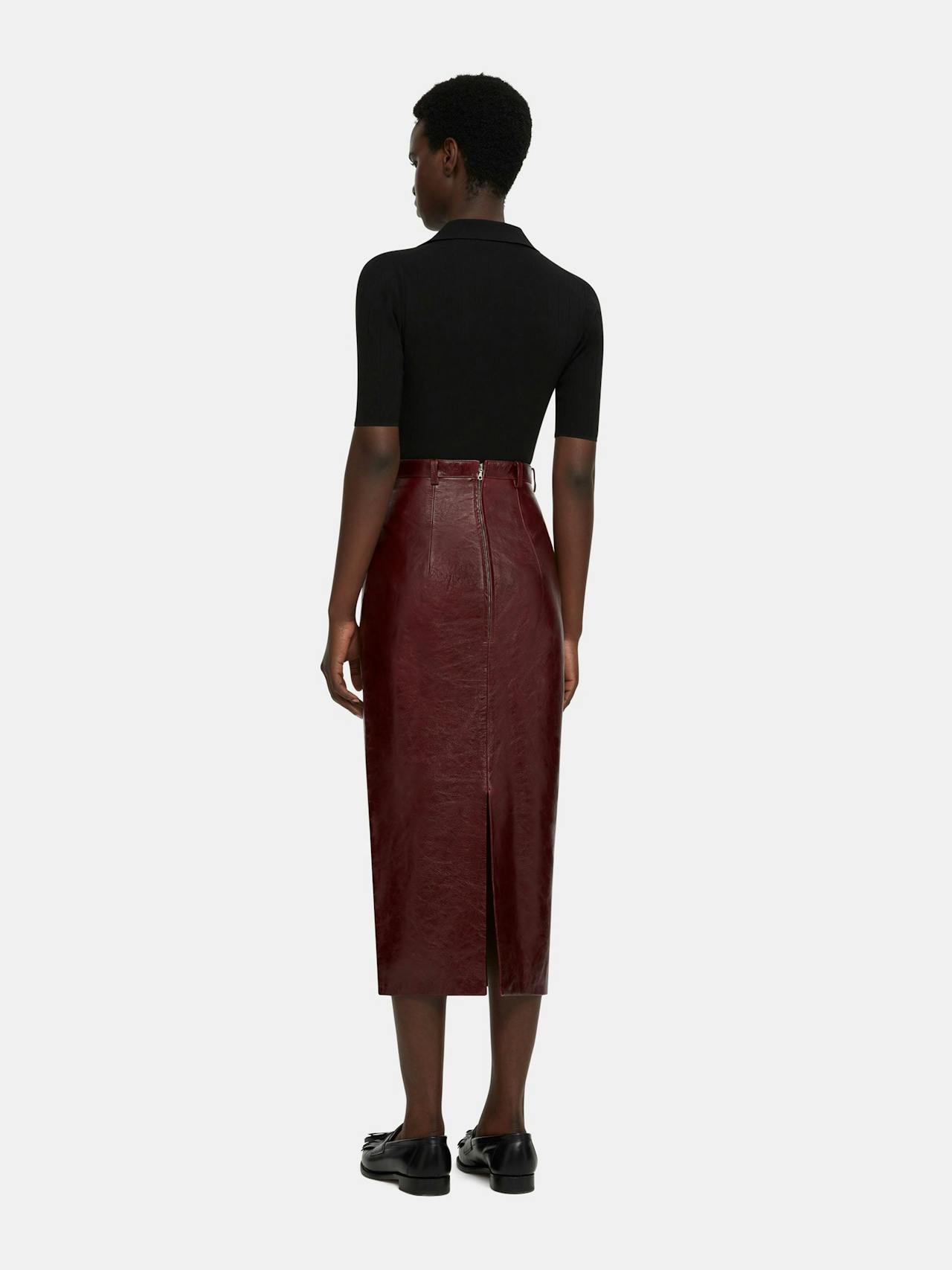 Oxblood leather Lorelei skirt  Emilia Wickstead    - Collagerie