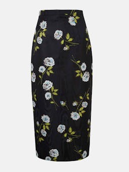 Black Lorelei skirt in rose stem printed moire  Emilia Wickstead    - Collagerie