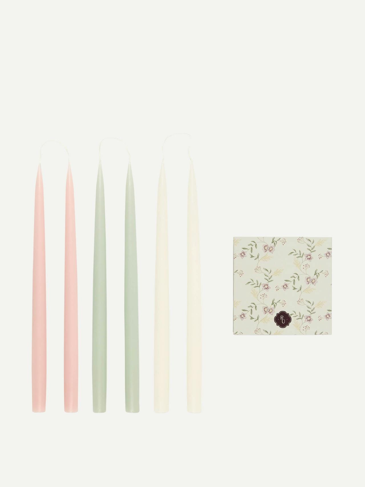 Danish taper candles & matches gift set in english garden , hellebore