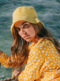 Florette crochet bucket hat in yellow Hats BrunnaCo    - Collagerie