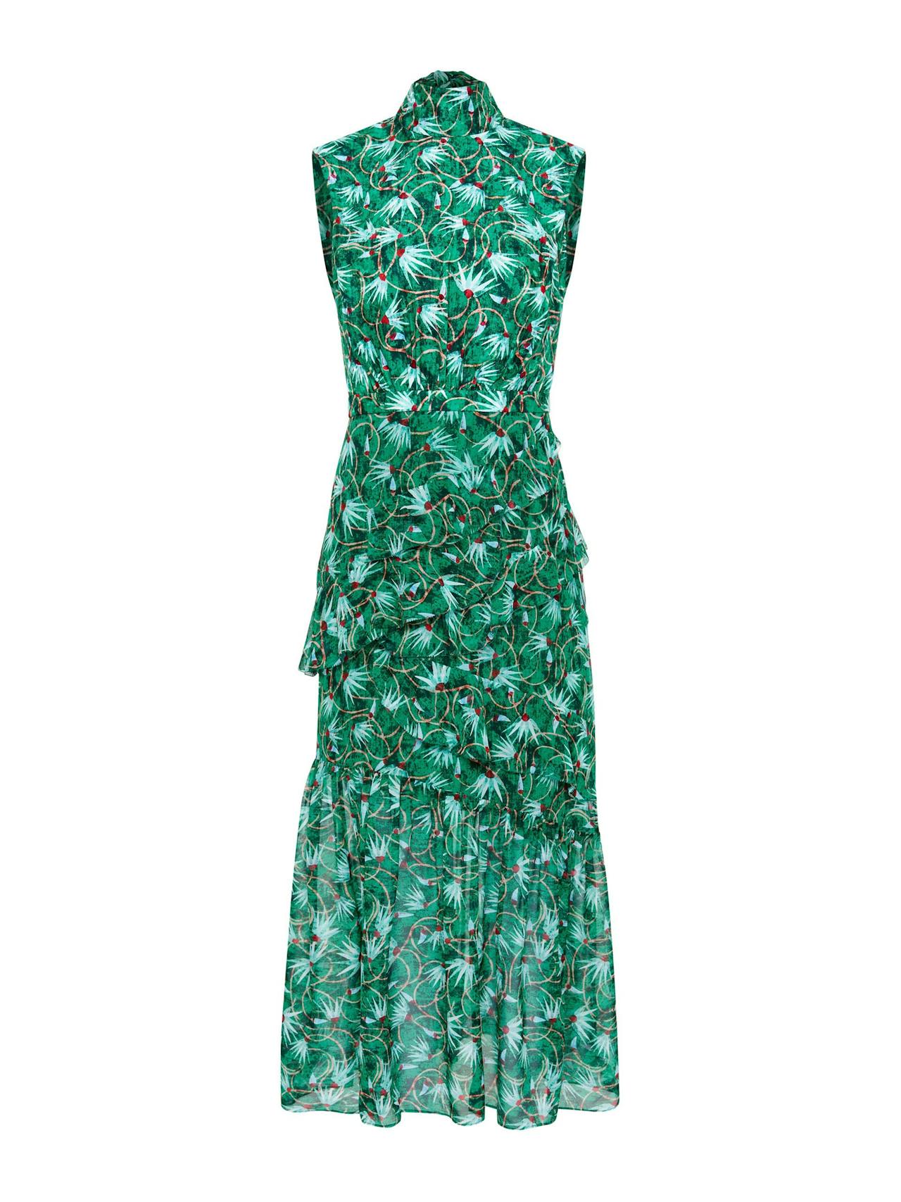 Padma emerald Fleur ruffle dress