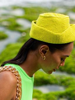 Gani crochet hat in neon green Crochet hat BrunnaCo    - Collagerie