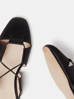 Black satin Greek Mary Jane flats Footwear Le Monde Beryl    - Collagerie