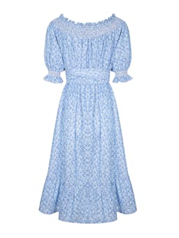 Grace darling dress flower power chambray with opaline hand smocking  Smock London    - Collagerie