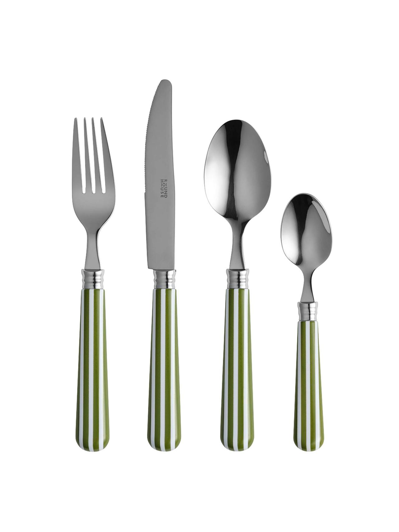 Green and white stripe cutlery (16-piece set)