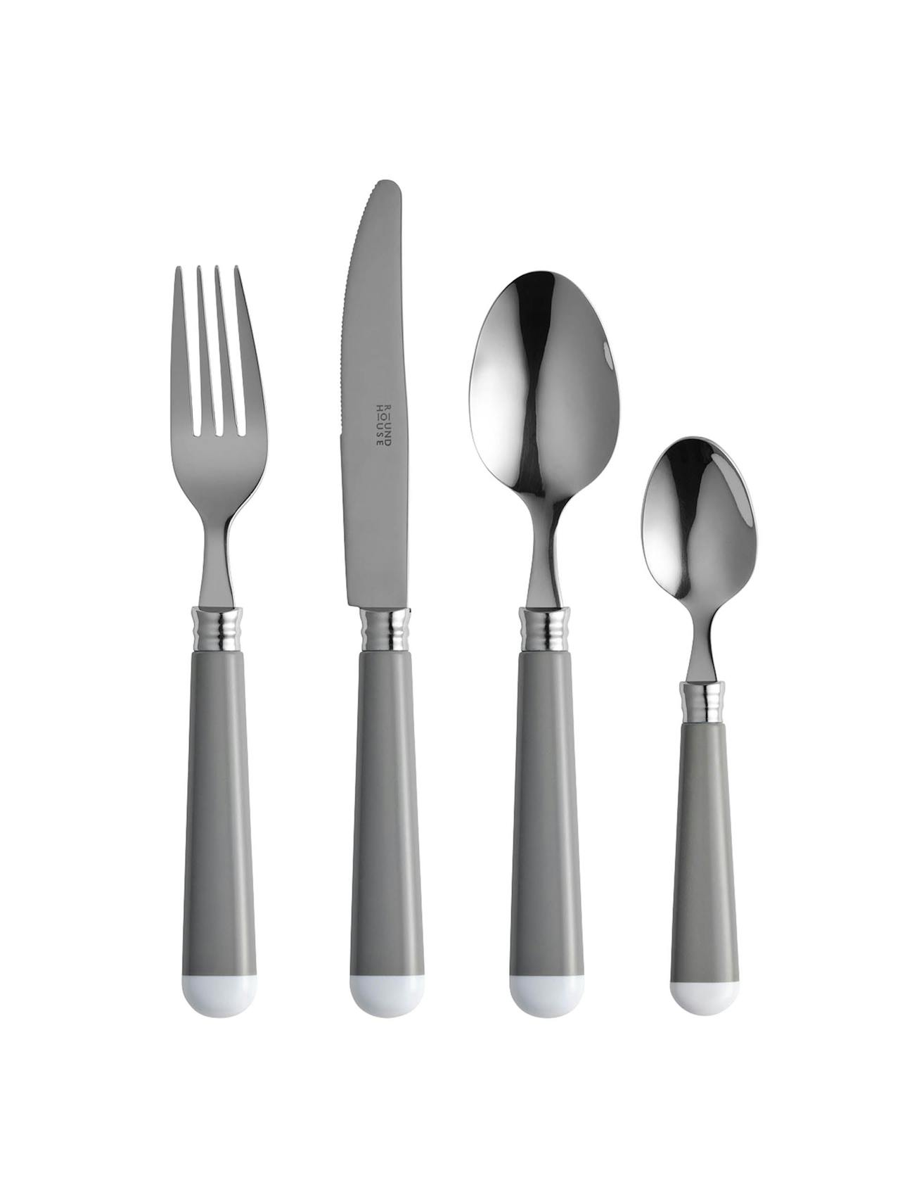 Grey and white cutlery set