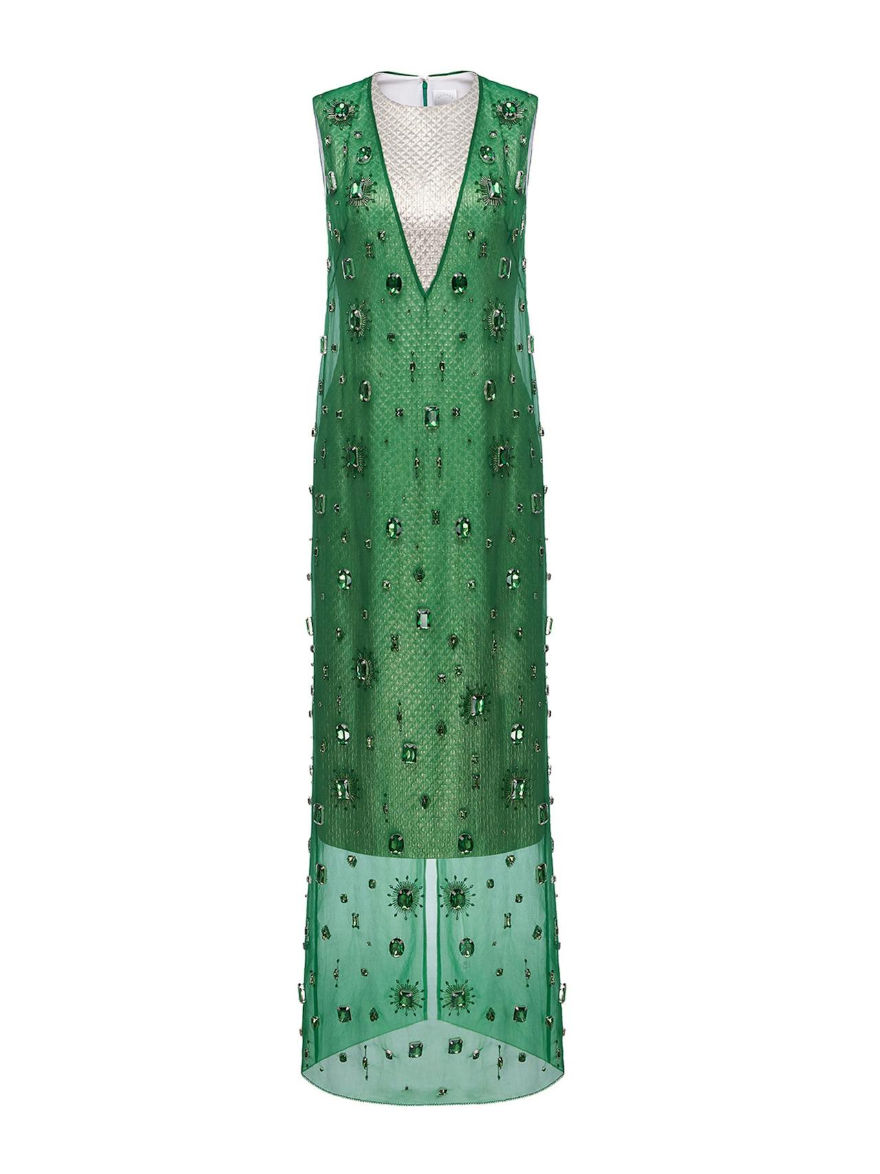 Grazia dress emerald embellished organza