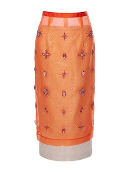 Elaine skirt tangerine embellished organza Skirt Huishan Zhang    - Collagerie