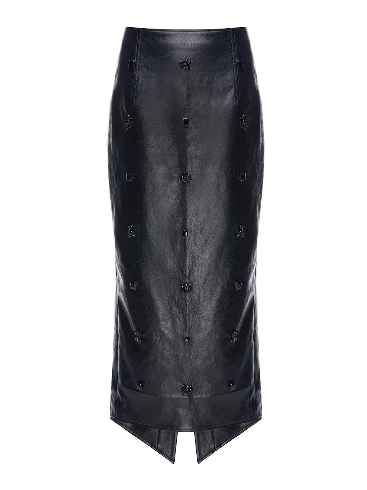 Thalia skirt black embellished faux leather