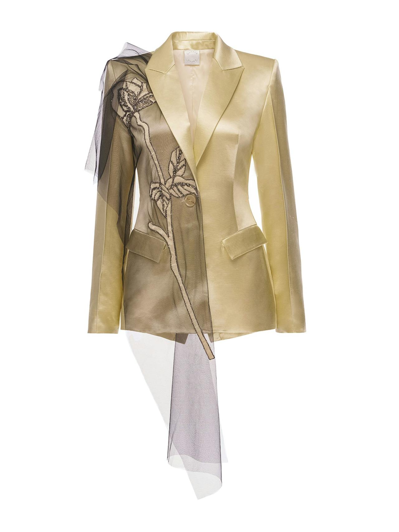 Atlas jacket rose satin and embellished tulle