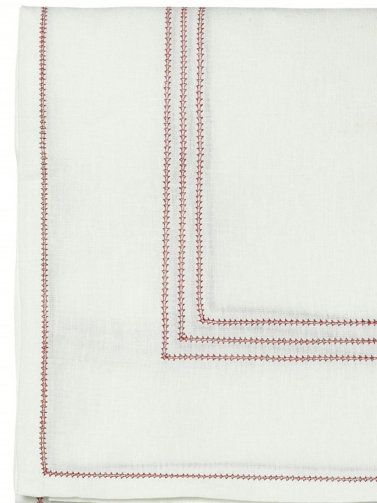 Tablecloth hemstitch, red Dining Volga Linen    - Collagerie