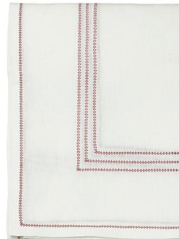 Tablecloth hemstitch, red Dining Volga Linen    - Collagerie