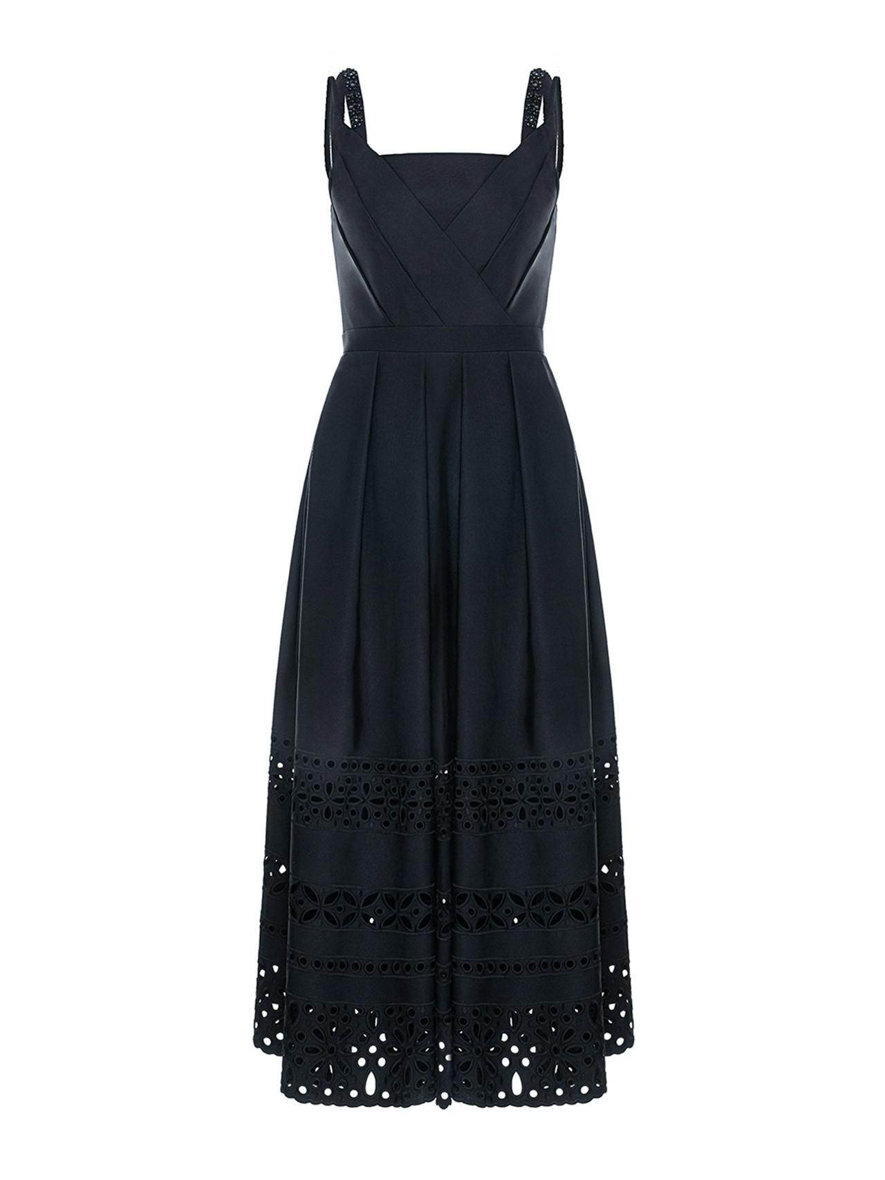 Black embellished faille Roseanna dress