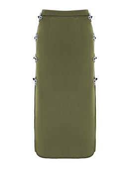 Olive green satin Dario skirt Skirt Huishan Zhang    - Collagerie