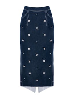 Indigo embellished denim Sonia skirt Skirt Huishan Zhang    - Collagerie