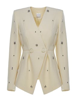 Yellow embellished crepe Milo jacket Coats & Jackets Huishan Zhang    - Collagerie