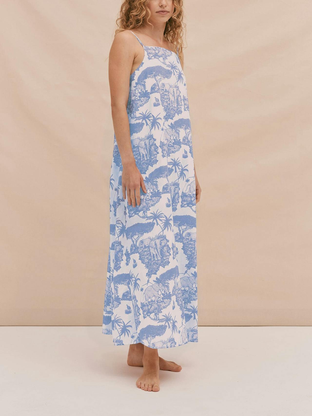 Square nightie loxodonta print blue Square Nightie Desmond & Dempsey    - Collagerie