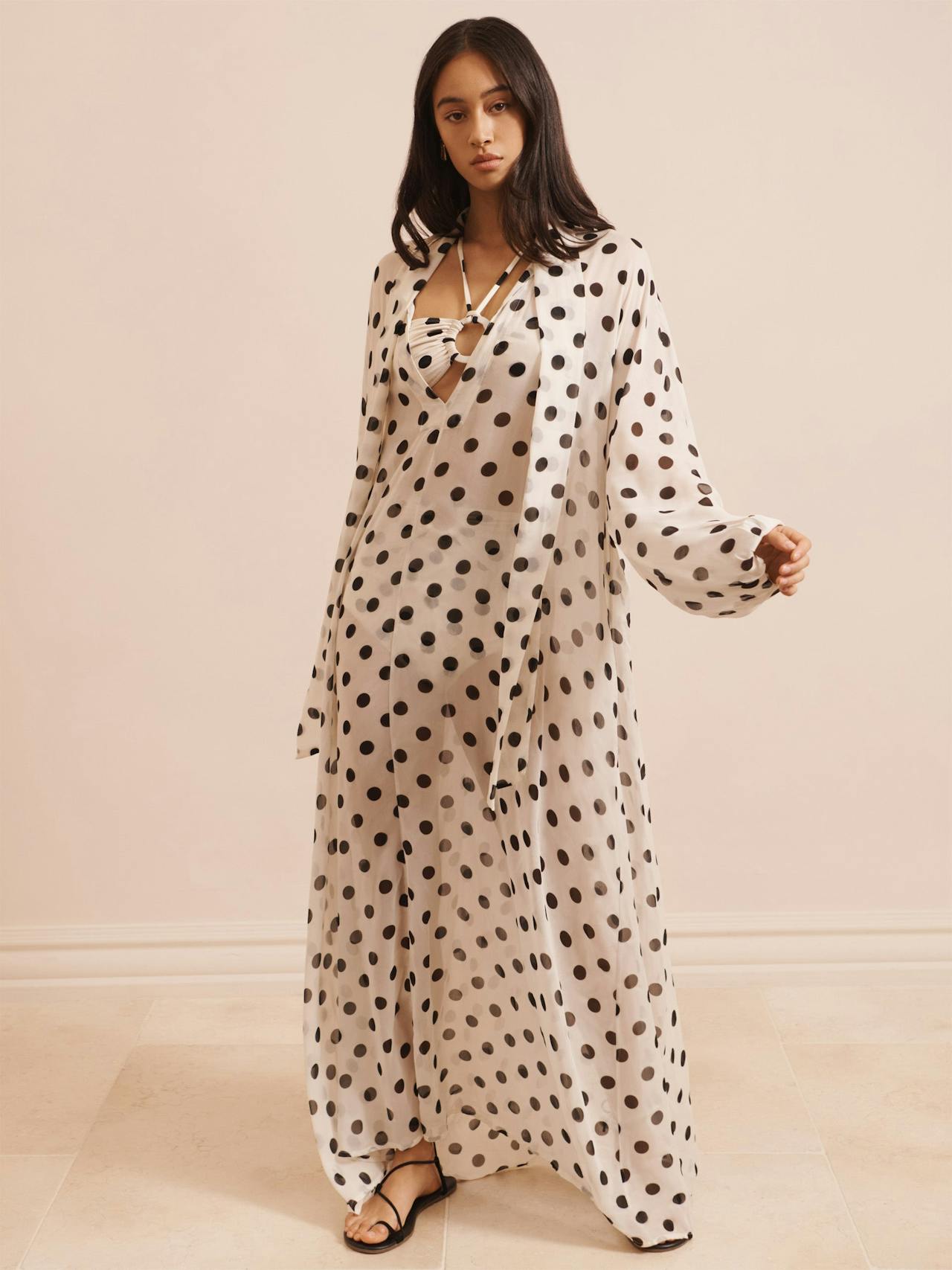 Lyra dress in crepe de chine black spot DRESSES Evarae    - Collagerie