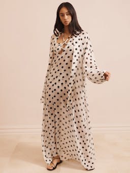 Lyra dress in crepe de chine black spot DRESSES Evarae    - Collagerie