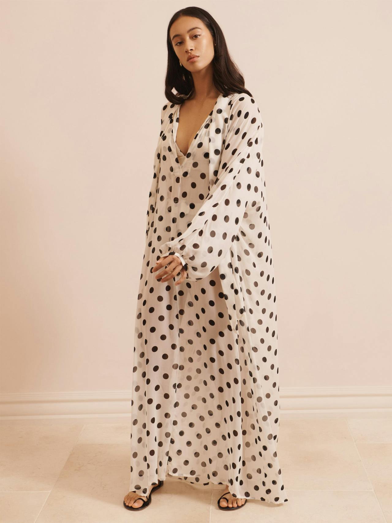 Lyra dress in crepe de chine black spot DRESSES Evarae    - Collagerie