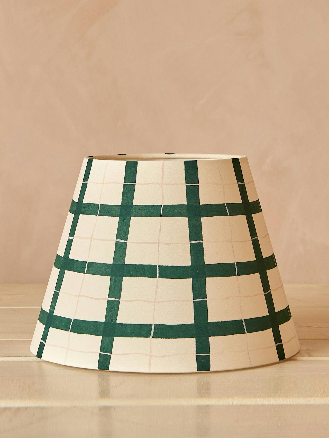 Green and pink gingham lampshade