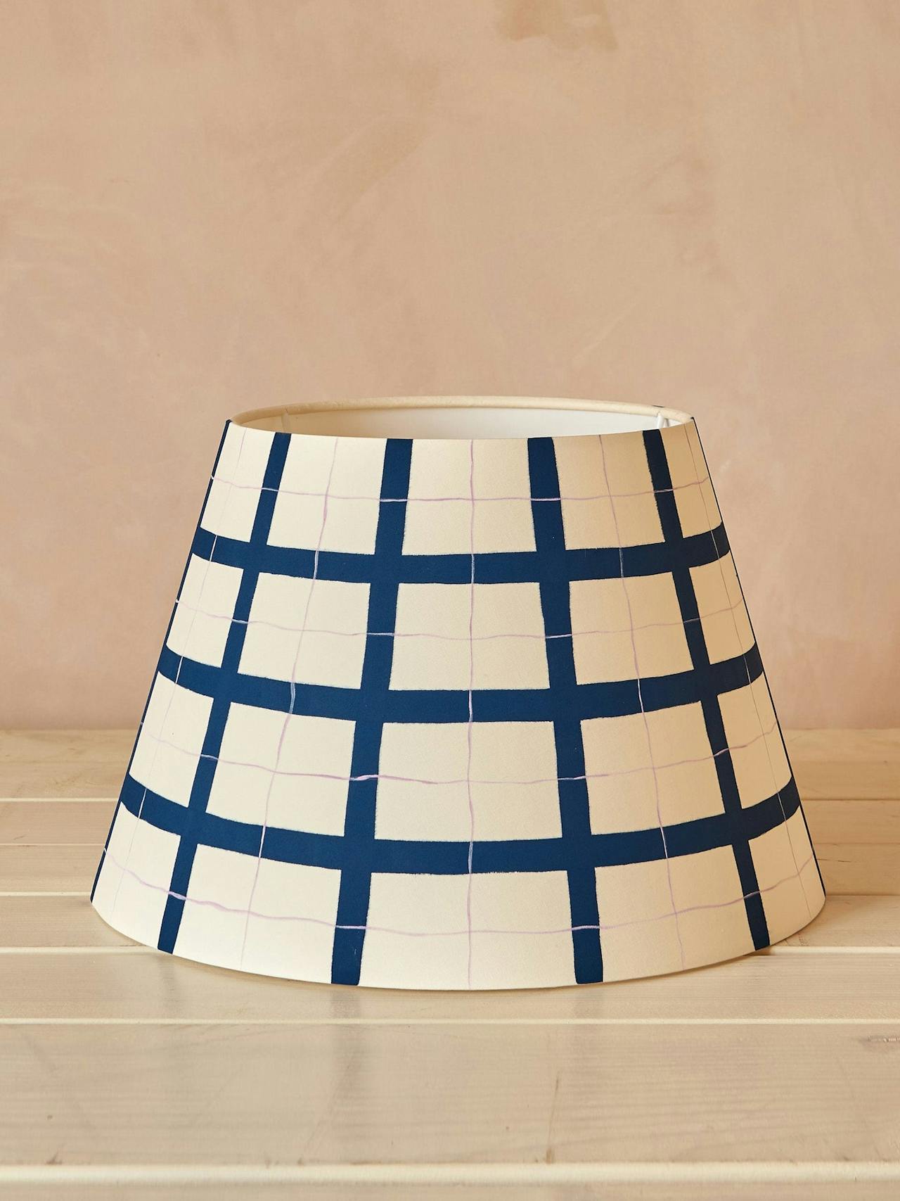 Blue and lilac gingham lampshade