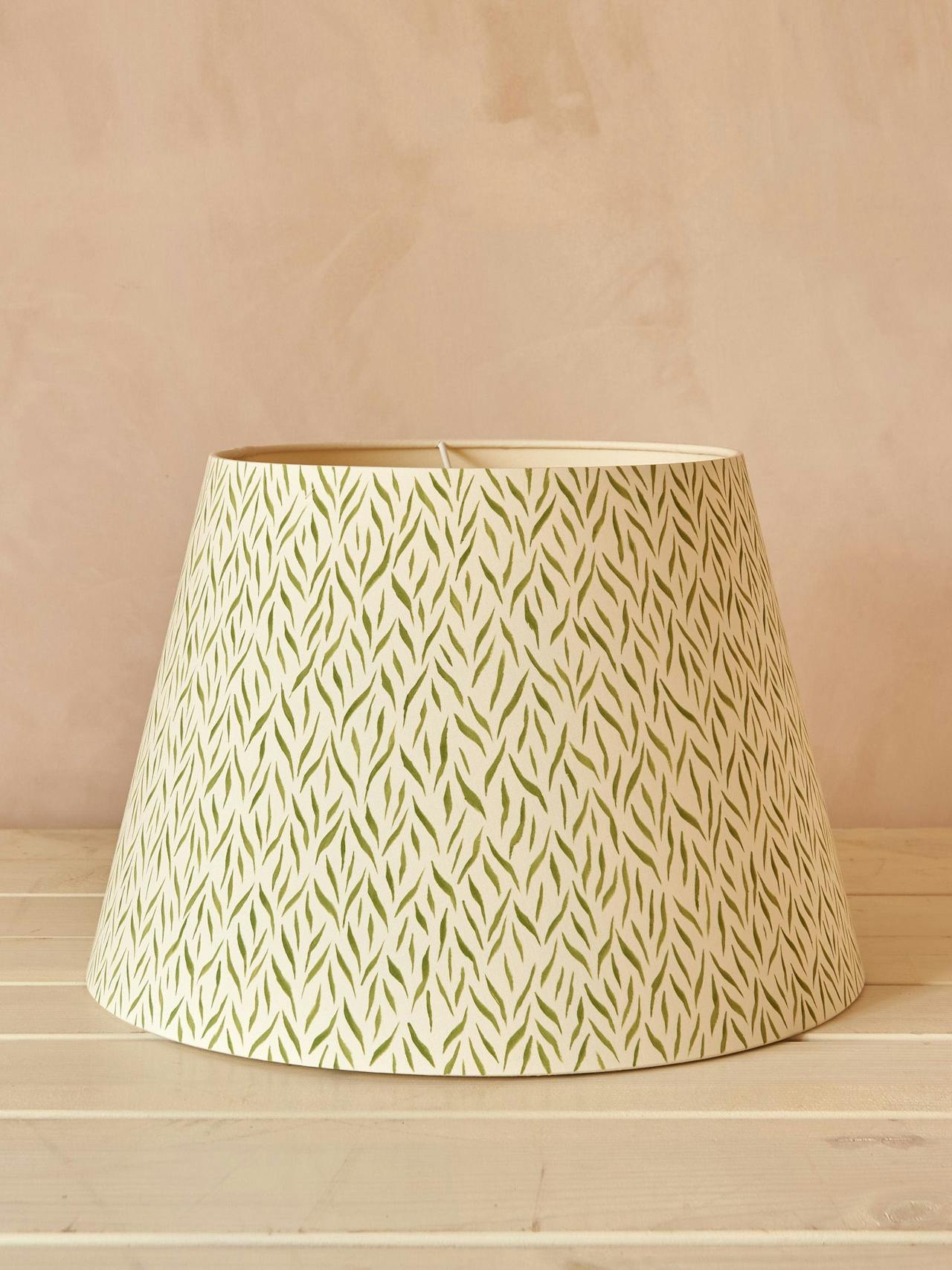 Mossy green zebra lampshade Interiors Hum London    - Collagerie