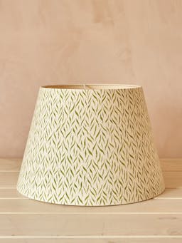 Mossy green zebra lampshade Interiors Hum London    - Collagerie