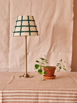 Green and pink gingham lampshade Interiors Hum London    - Collagerie